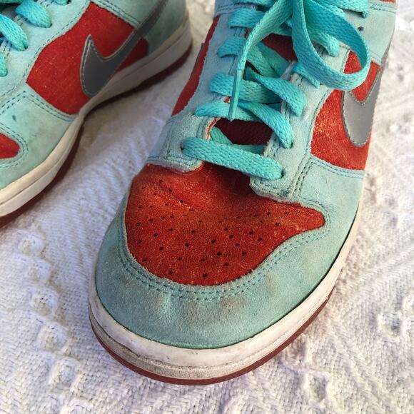 2008 Nike Dunk Low 6.0 Aqua Blue & Orange Suede US 7 EU 38 Skate Y2K Streetwear - Picture 9 of 10